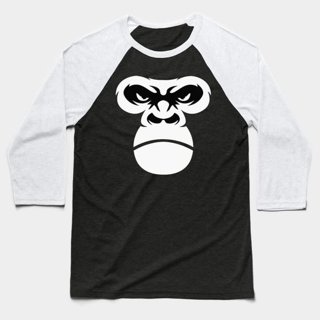 Gorilla Face Baseball T-Shirt by akkadesigns